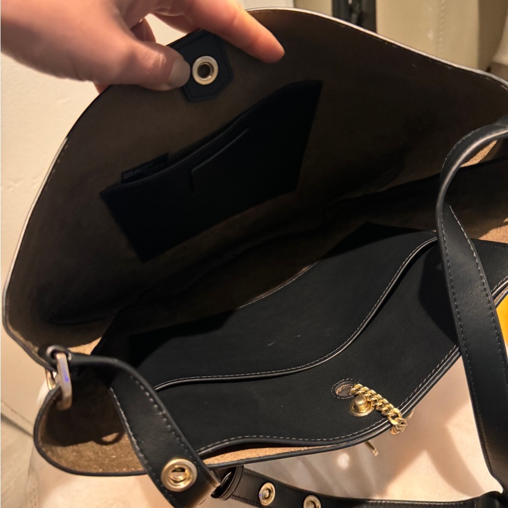 AllSaints Black Leather Half-Moon Shoulder Bag with Gold Hardware - Picture 9 of 9